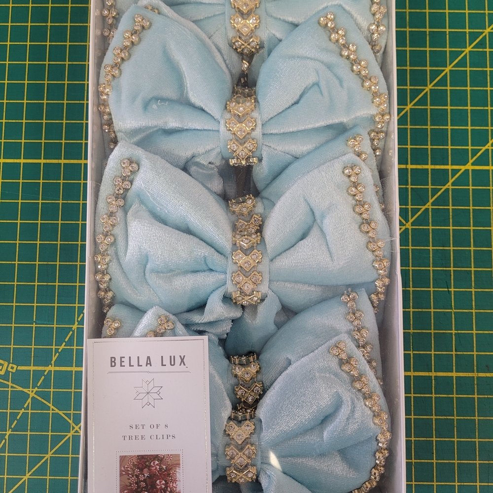 Bella Lux Blue Hair Bows with Gold Accents